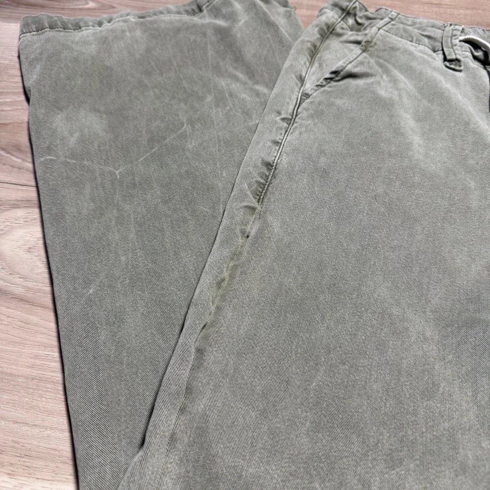 Paige Wide Leg Pants Womens 28 Green Lyocell Drawstring Relaxed Casual Trousers - Picture 3 of 13